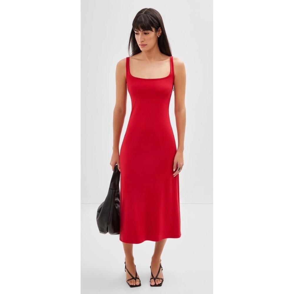 Marcella Crawford Red Square Neck Tank A Line European Ponte Tank Dress Size M - Picture 4 of 13